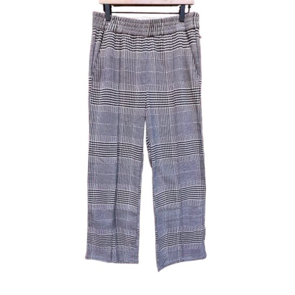 H&M Pull On Pants Womens Size 10 Brown Plaid Twill Clean Girl Office Old Money - Picture 1 of 11